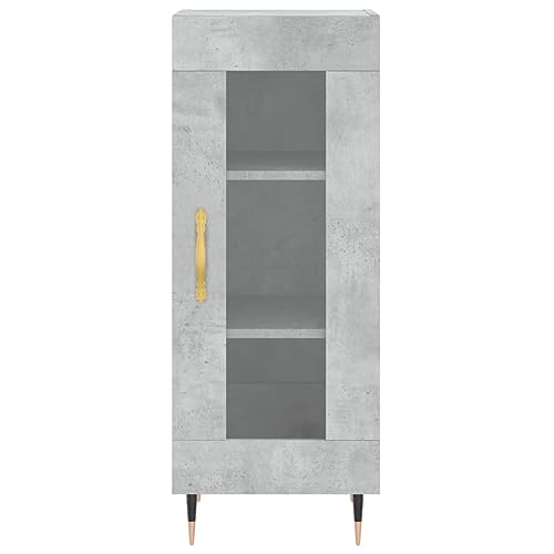 Qnhdfrt Sideboard Betongrau mit Glas-Tür 34,5x34x90 cm für Wohnzimmer Küche Flur – Zeitloses Design Viel Stauraum aus Holzwerkstoff von Qnhdfrt