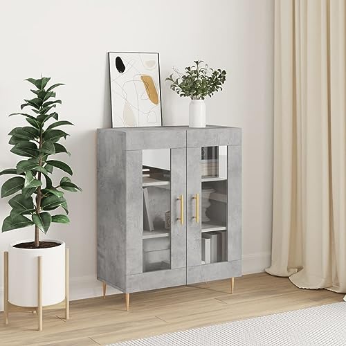 Qnhdfrt Sideboard Betongrau mit Glastüren 69,5x34x90 cm Holzwerkstoff für Wohnzimmer Flur Küche – Zeitloses Design mit Metallfüßen und viel Stauraum Qnhdfrt Sideboard Betongrau mit Glastüren 69,5x34x90 cm Holzwerkstoff für Wohnzimmer Flur Küche – Zeitloses Design mit Metallfüßen und viel Stauraum von Qnhdfrt