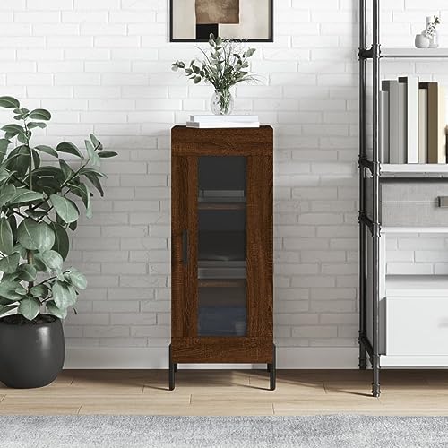 Qnhdfrt Sideboard Braun Eichen-Optik 34,5x34x90 cm Holzwerkstoff mit Glas Tür - Klassisches Sideboard für Küche, Wohnzimmer oder Flur mit Stauraum Qnhdfrt Sideboard Braun Eichen-Optik 34,5x34x90 cm Holzwerkstoff mit Glas Tür - Klassisches Sideboard für Küche, Wohnzimmer oder Flur mit Stauraum von Qnhdfrt