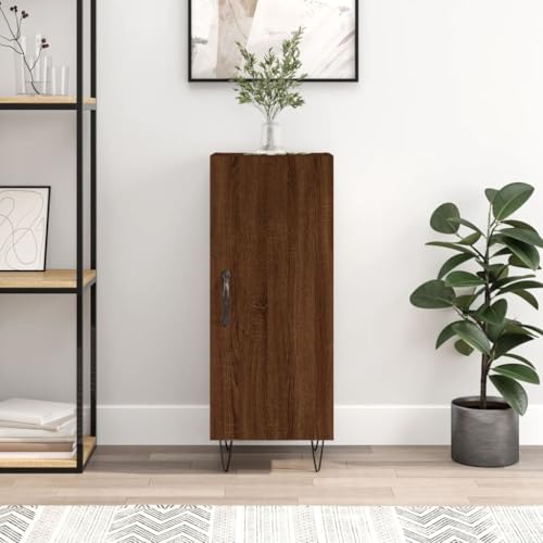 Qnhdfrt Sideboard Braun Eichen-Optik 34,5x34x90 cm Holzwerkstoff mit Metall für Wohnzimmer Flur Esszimmer – Zeitloses Design mit Viel Stauraum und Stabilität von Qnhdfrt