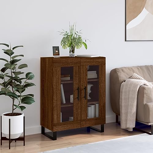 Qnhdfrt Sideboard Braun Eichen-Optik 69,5 cm Breit mit Glas-Türen Holzwerkstoff Klassisches Design Stauraum für Wohnzimmer Flur Küche Qnhdfrt Sideboard Braun Eichen-Optik 69,5 cm Breit mit Glas-Türen Holzwerkstoff Klassisches Design Stauraum für Wohnzimmer Flur Küche von Qnhdfrt
