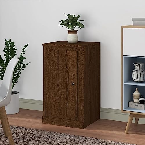 Qnhdfrt Sideboard Braun Eichen-Optik aus Holzwerkstoff Schmaler Schrank 37,5x35,5x67,5 cm mit Zeitlosem Design Viel Stauraum für Wohnzimmer Küche Flur als Nachttisch von Qnhdfrt