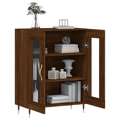 Qnhdfrt Sideboard Braun Eichen-Optik mit Glas-Türen 69,5 cm Breite Holzwerkstoff Schrank für Wohnzimmer und Flur Qnhdfrt Sideboard Braun Eichen-Optik mit Glas-Türen 69,5 cm Breite Holzwerkstoff Schrank für Wohnzimmer und Flur von Qnhdfrt