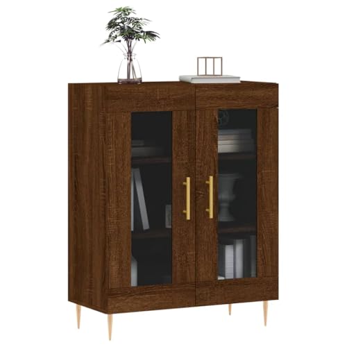 Qnhdfrt Sideboard Braun Eichen-Optik mit Glas-Türen aus Holzwerkstoff 69,5x34x90 cm für Wohnzimmer Flur oder Esszimmer – Viel Stauraum und Stabile Metallfüße Qnhdfrt Sideboard Braun Eichen-Optik mit Glas-Türen aus Holzwerkstoff 69,5x34x90 cm für Wohnzimmer Flur oder Esszimmer – Viel Stauraum und Stabile Metallfüße von Qnhdfrt