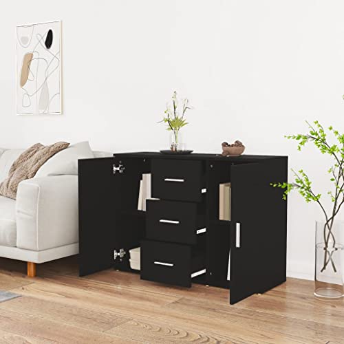 Qnhdfrt Sideboard Breit Modern Holzwerkstoff Schrank Mit 2 Türen und 3 Schubladen Stauraum Möbel Für Wohnzimmer Küche Flur Schwarz 91x29,5x65 cm Qnhdfrt Sideboard Breit Modern Holzwerkstoff Schrank Mit 2 Türen und 3 Schubladen Stauraum Möbel Für Wohnzimmer Küche Flur Schwarz 91x29,5x65 cm von Qnhdfrt
