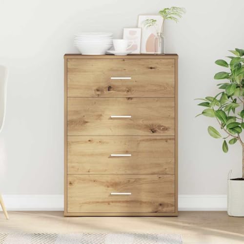 Qnhdfrt Sideboard Eiche handwerklich 60 x 31 x 84 cm Spanplatte Rustikales Buffet-Tisch für Esszimmer & Wohnzimmer mit Stauraum & Landhausstil von Qnhdfrt