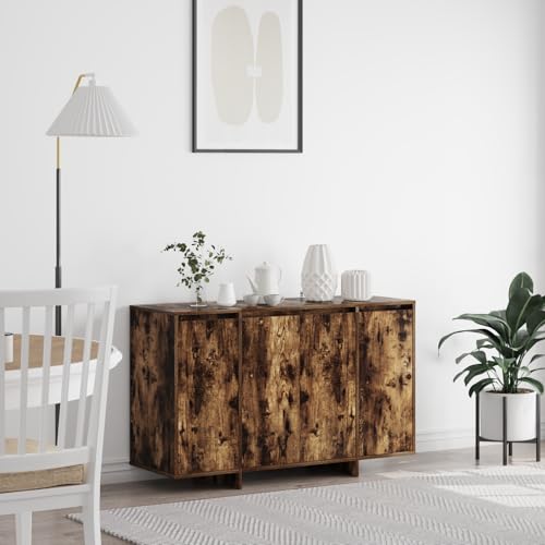 Qnhdfrt Sideboard Geräucherte Eiche Holzwerkstoff Braun Rechteckig 120x40.5x75cm mit 3 Türen und Regalen für Esszimmer Wohnzimmer Modernes Design Großzügiger Stauraum Qnhdfrt Sideboard Geräucherte Eiche Holzwerkstoff Braun Rechteckig 120x40.5x75cm mit 3 Türen und Regalen für Esszimmer Wohnzimmer Modernes Design Großzügiger Stauraum von Qnhdfrt