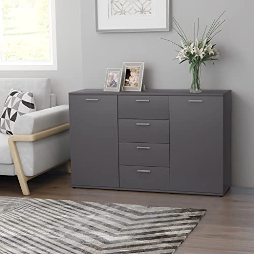 Qnhdfrt Sideboard Grau 120x35,5x75 cm Holzwerkstoff mit 2 Türen und 4 Schubladen Stauraum Möbel für Wohnzimmer Flur Qnhdfrt Sideboard Grau 120x35,5x75 cm Holzwerkstoff mit 2 Türen und 4 Schubladen Stauraum Möbel für Wohnzimmer Flur von Qnhdfrt