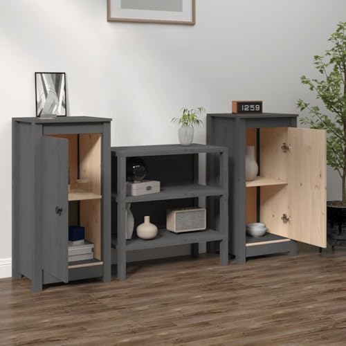 Qnhdfrt Sideboard Grau Massivholz Kiefer 2er Set 39x35x80 cm Schrank für Wohnzimmer Küche Flur mit reichlich Stauraum und Stabiler Oberplatte Qnhdfrt Sideboard Grau Massivholz Kiefer 2er Set 39x35x80 cm Schrank für Wohnzimmer Küche Flur mit reichlich Stauraum und Stabiler Oberplatte von Qnhdfrt