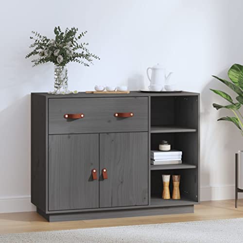 Qnhdfrt Sideboard Grau Massivholz Kiefer 98,5x40x75 cm Stabiles Wohnzimmer Möbel mit Stauraum für Esszimmer Flur Qnhdfrt Sideboard Grau Massivholz Kiefer 98,5x40x75 cm Stabiles Wohnzimmer Möbel mit Stauraum für Esszimmer Flur von Qnhdfrt