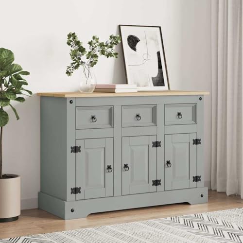 Qnhdfrt Sideboard Grau Massivholz Mexikanische Kiefer Beistellschrank mit 3 Schubladen und 3 Türen Stauraum für Wohnzimmer Flur Küche 112x43x78 cm Landhausstil Qnhdfrt Sideboard Grau Massivholz Mexikanische Kiefer Beistellschrank mit 3 Schubladen und 3 Türen Stauraum für Wohnzimmer Flur Küche 112x43x78 cm Landhausstil von Qnhdfrt