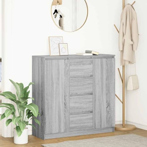 Qnhdfrt Sideboard Grau Sonoma 100,5cm Breit mit 4 Schubladen und 2 Türen - Stauraum Lösung für Wohnzimmer Küche Flur - Holzwerkstoff Kommode Aufbewahrungsschrank Qnhdfrt Sideboard Grau Sonoma 100,5cm Breit mit 4 Schubladen und 2 Türen - Stauraum Lösung für Wohnzimmer Küche Flur - Holzwerkstoff Kommode Aufbewahrungsschrank von Qnhdfrt