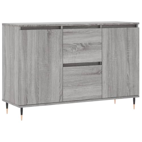 Qnhdfrt Sideboard Grau Sonoma 104x35x70 cm Beistellschrank mit Eisenbeinen & großem Stauraum für Wohnzimmer Flur Küchenbereich von Qnhdfrt