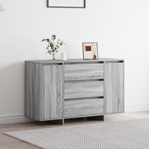 Qnhdfrt Sideboard Grau Sonoma 120x40.5x75 cm aus Holzwerkstoff Modernes Design mit 2 Türen 3 Schubladen Großzügiger Stauraum für Esszimmer Wohnzimmer oder Flur Qnhdfrt Sideboard Grau Sonoma 120x40.5x75 cm aus Holzwerkstoff Modernes Design mit 2 Türen 3 Schubladen Großzügiger Stauraum für Esszimmer Wohnzimmer oder Flur von Qnhdfrt