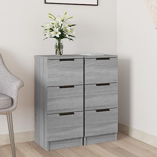 Qnhdfrt Sideboard Grau Sonoma 2 STK 30x30x70 cm Holzwerkstoff Beistellschrank mit Schubladen für Wohnzimmer Flur Schlafzimmer von Qnhdfrt