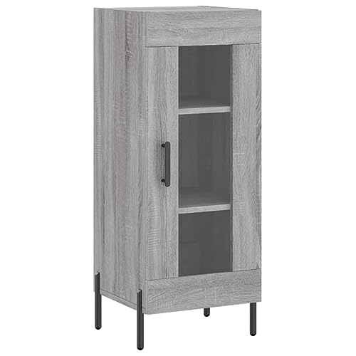 Qnhdfrt Sideboard Grau Sonoma 34,5x34x90 cm Holzwerkstoff mit Glas Tür Klassisches Design für Wohnzimmer Küche Flur Stauraum von Qnhdfrt