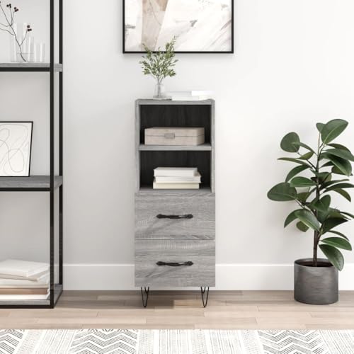 Qnhdfrt Sideboard Grau Sonoma 34,5x34x90 cm Holzwerkstoff mit Metallbeinen - Modernes Schrankmöbel für Wohnzimmer, Flur oder Esszimmer mit 2 Schubladen und 2 Fächern Qnhdfrt Sideboard Grau Sonoma 34,5x34x90 cm Holzwerkstoff mit Metallbeinen - Modernes Schrankmöbel für Wohnzimmer, Flur oder Esszimmer mit 2 Schubladen und 2 Fächern von Qnhdfrt