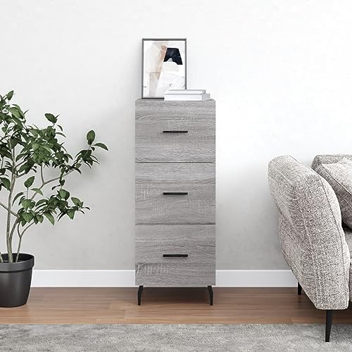 Qnhdfrt Sideboard Grau Sonoma 34,5x34x90 cm mit Metallbeinen und 3 Schubladen – Moderner Beistellschrank für Wohnzimmer Küche Flur Qnhdfrt Sideboard Grau Sonoma 34,5x34x90 cm mit Metallbeinen und 3 Schubladen – Moderner Beistellschrank für Wohnzimmer Küche Flur von Qnhdfrt