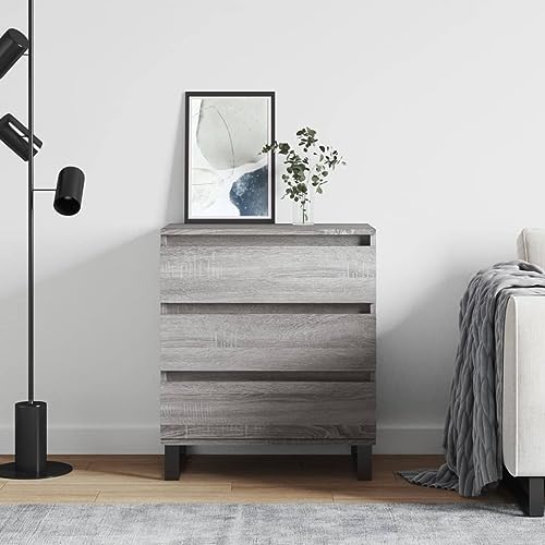 Qnhdfrt Sideboard Grau Sonoma 60x35x70 cm Holzwerkstoff mit Eisenbeinen – Viel Stauraum, Stabile Kommode für Wohnzimmer, Küche oder Flur von Qnhdfrt