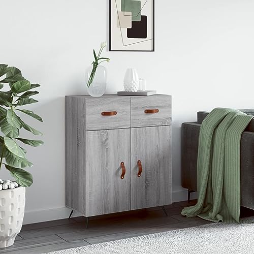 Qnhdfrt Sideboard Grau Sonoma 69,5x34x90 cm Holzwerkstoff mit Metallbeinen Modernes Design Viel Stauraum Robust für Wohnzimmer Flur Küche von Qnhdfrt