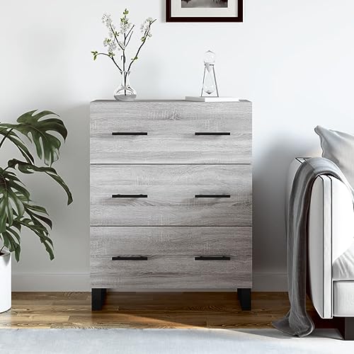Qnhdfrt Sideboard Grau Sonoma 69,5x34x90 cm Holzwerkstoff mit Metallfüßen - Modernes Design mit 3 Schubladen für Wohnzimmer, Küche oder Flur Qnhdfrt Sideboard Grau Sonoma 69,5x34x90 cm Holzwerkstoff mit Metallfüßen - Modernes Design mit 3 Schubladen für Wohnzimmer, Küche oder Flur von Qnhdfrt