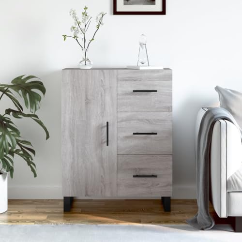 Qnhdfrt Sideboard Grau Sonoma 69,5x34x90 cm aus Holzwerkstoff mit Metallfüßen 3 Schubladen und 2 Fächern – Zeitloses Design Robuster Aufbewahrungsschrank für Wohnzimmer Küche Flur oder Esszimmer Qnhdfrt Sideboard Grau Sonoma 69,5x34x90 cm aus Holzwerkstoff mit Metallfüßen 3 Schubladen und 2 Fächern – Zeitloses Design Robuster Aufbewahrungsschrank für Wohnzimmer Küche Flur oder Esszimmer von Qnhdfrt