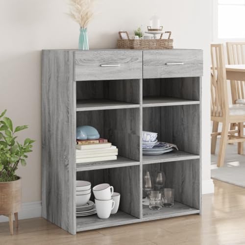 Qnhdfrt Sideboard Grau Sonoma 80x42,5x93 cm Holzwerkstoff Schrank mit Schubladen Klassisches Design für Wohnzimmer Flur Esszimmer Qnhdfrt Sideboard Grau Sonoma 80x42,5x93 cm Holzwerkstoff Schrank mit Schubladen Klassisches Design für Wohnzimmer Flur Esszimmer von Qnhdfrt