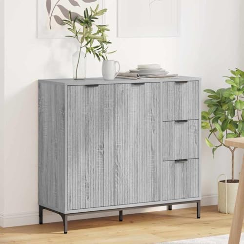 Qnhdfrt Sideboard Grau Sonoma 89,5 x 33 x 82 cm Holzwerkstoff mit 3 Schubladen 2 Türen Modernes Design Robust und Kratzfest Küche Esszimmer Flur Qnhdfrt Sideboard Grau Sonoma 89,5 x 33 x 82 cm Holzwerkstoff mit 3 Schubladen 2 Türen Modernes Design Robust und Kratzfest Küche Esszimmer Flur von Qnhdfrt