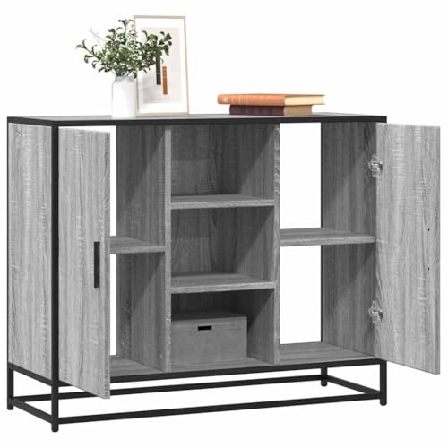 Qnhdfrt Sideboard Grau Sonoma 92x35x76 cm Modernes Industrielles Design mit Metallgestell Robust Langlebig Holzwerkstoff für Küche Wohnzimmer Flur Büro Qnhdfrt Sideboard Grau Sonoma 92x35x76 cm Modernes Industrielles Design mit Metallgestell Robust Langlebig Holzwerkstoff für Küche Wohnzimmer Flur Büro von Qnhdfrt