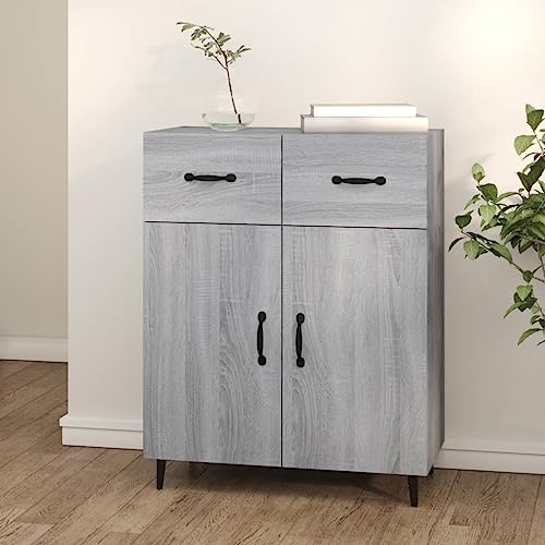 Qnhdfrt Sideboard Grau Sonoma Holzwerkstoff 69,5x34x90 cm mit 2 Türen und 2 Schubladen für Stauraum als Beistellschrank im Wohnzimmer Flur oder Esszimmer Qnhdfrt Sideboard Grau Sonoma Holzwerkstoff 69,5x34x90 cm mit 2 Türen und 2 Schubladen für Stauraum als Beistellschrank im Wohnzimmer Flur oder Esszimmer von Qnhdfrt