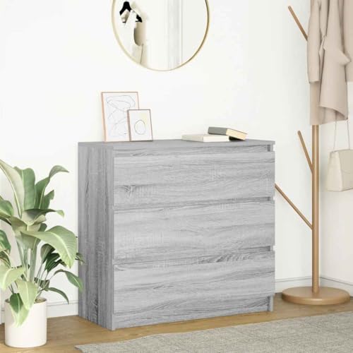 Qnhdfrt Sideboard Grau Sonoma Holzwerkstoff 80x35x76 cm mit 3 Schubladen Stauraum Schrank für Wohnzimmer Küche Flur Qnhdfrt Sideboard Grau Sonoma Holzwerkstoff 80x35x76 cm mit 3 Schubladen Stauraum Schrank für Wohnzimmer Küche Flur von Qnhdfrt