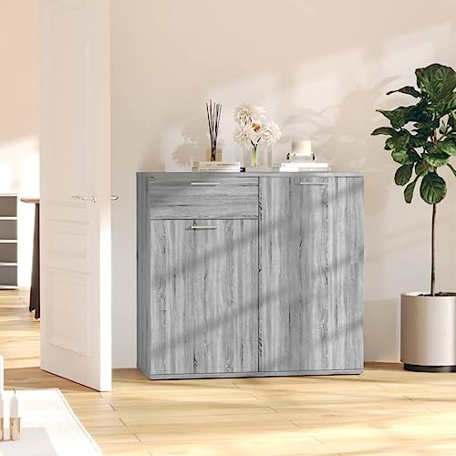 Qnhdfrt Sideboard Grau Sonoma Holzwerkstoff 80x36x75 cm Mit Flexibler Montage Viel Stauraum Für Wohnzimmer Küche Flur von Qnhdfrt