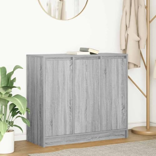 Qnhdfrt Sideboard Grau Sonoma Holzwerkstoff 85x34x76 cm mit 3 Türen und 3 Ablagen reichlich Stauraum für Wohnzimmer Küche Flur Qnhdfrt Sideboard Grau Sonoma Holzwerkstoff 85x34x76 cm mit 3 Türen und 3 Ablagen reichlich Stauraum für Wohnzimmer Küche Flur von Qnhdfrt