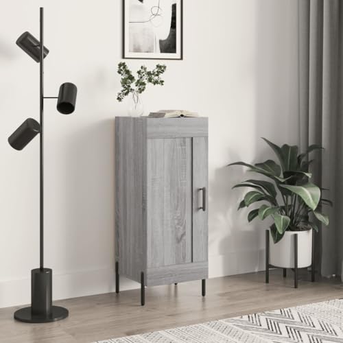 Qnhdfrt Sideboard Grau Sonoma aus Holzwerkstoff mit Metallbeinen 34,5x34x90 cm Zeitloses Design mit 3 Fächern Tür für vielseitige Aufbewahrung im Wohnzimmer Küche oder Flur von Qnhdfrt