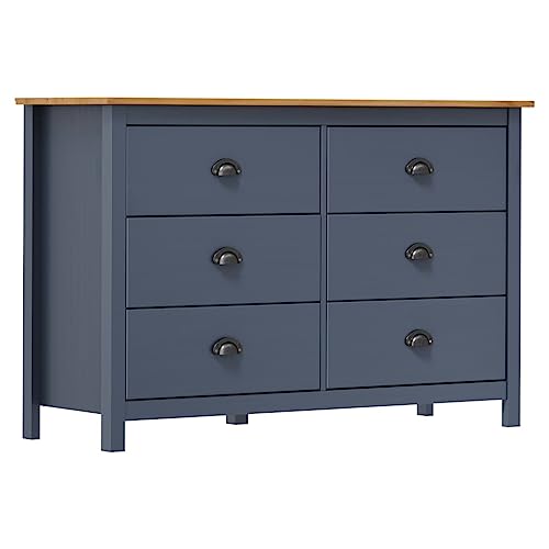 Qnhdfrt Sideboard Grau aus Massivholz Kiefer mit 6 Schubladen 125x40x80 cm Beistellschrank für Wohnzimmer Küche Flur | Stabiles Möbel im Landhausstil Qnhdfrt Sideboard Grau aus Massivholz Kiefer mit 6 Schubladen 125x40x80 cm Beistellschrank für Wohnzimmer Küche Flur | Stabiles Möbel im Landhausstil von Qnhdfrt