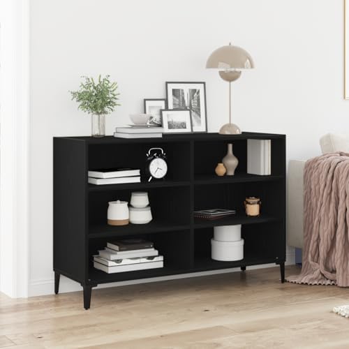 Qnhdfrt Sideboard Groß Modern Breit 103,5x35x70 cm Aus Holzwerkstoff In Schwarz Eiche Für Wohnzimmer Esszimmer Küche Aufbewahrungsschrank Möbel von Qnhdfrt