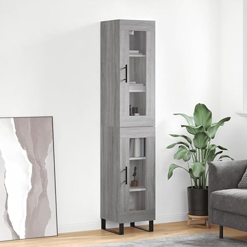 Qnhdfrt Sideboard Highboard Grau Sonoma 34,5x34x180 cm Holzwerkstoff mit Eisenbeinen und Glas Tür Stauraum für Wohnzimmer Küche Flur Qnhdfrt Sideboard Highboard Grau Sonoma 34,5x34x180 cm Holzwerkstoff mit Eisenbeinen und Glas Tür Stauraum für Wohnzimmer Küche Flur von Qnhdfrt