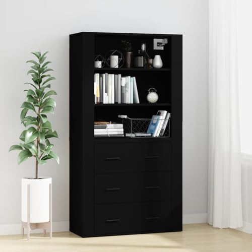 Qnhdfrt Sideboard Highboard Kombination Schrank Schwarz Holzwerkstoff 80 cm Breite mit viel Stauraum und Wandmontage für Wohnzimmer Küche Flur Qnhdfrt Sideboard Highboard Kombination Schrank Schwarz Holzwerkstoff 80 cm Breite mit viel Stauraum und Wandmontage für Wohnzimmer Küche Flur von Qnhdfrt