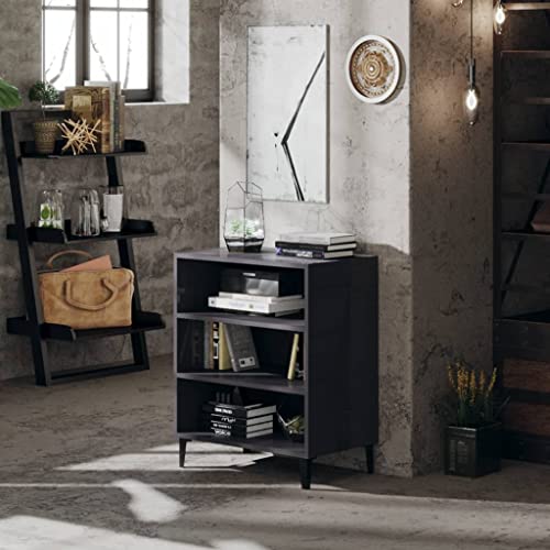 Qnhdfrt Sideboard Hochglanz-Grau 57x35x70 cm aus Holzwerkstoff mit Metallbeinen 3 Fächern für viel Stauraum als Aufbewahrungsschrank im Wohnzimmer Flur oder Büro von Qnhdfrt