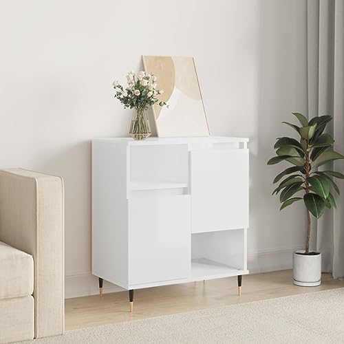 Qnhdfrt Sideboard Hochglanz-Weiß 60x35x70 cm Holzwerkstoff mit Eisenbeinen - Moderner Beistellschrank für Wohnzimmer, Küche oder Flur Qnhdfrt Sideboard Hochglanz-Weiß 60x35x70 cm Holzwerkstoff mit Eisenbeinen - Moderner Beistellschrank für Wohnzimmer, Küche oder Flur von Qnhdfrt