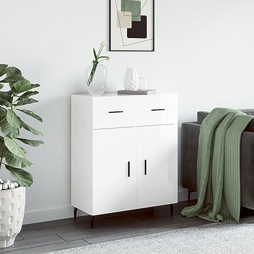 Qnhdfrt Sideboard Hochglanz-Weiß 69,5x34x90 cm Holzwerkstoff mit Metallbeinen Modernes Wohnzimmer Möbel mit Stauraum Qnhdfrt Sideboard Hochglanz-Weiß 69,5x34x90 cm Holzwerkstoff mit Metallbeinen Modernes Wohnzimmer Möbel mit Stauraum von Qnhdfrt