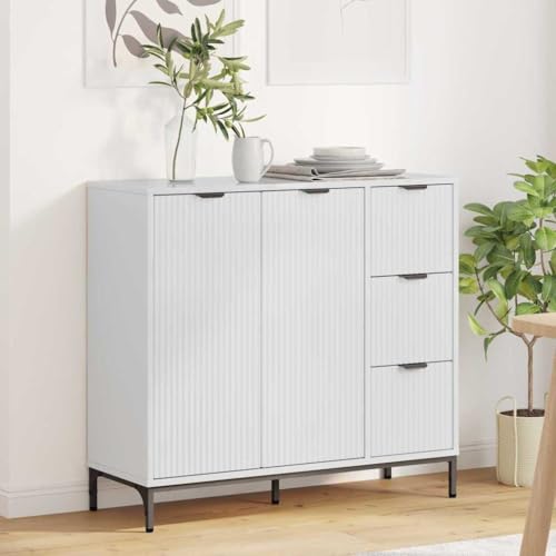 Qnhdfrt Sideboard Hochglanz Weiß 89,5 x 33 x 82 cm aus Holzwerkstoff, Modernes Wohnzimmer Lowboard mit 3 Schubladen & 2 Türen, Kratzfeste Anrichte für Esszimmer, Küche, Flur Qnhdfrt Sideboard Hochglanz Weiß 89,5 x 33 x 82 cm aus Holzwerkstoff, Modernes Wohnzimmer Lowboard mit 3 Schubladen & 2 Türen, Kratzfeste Anrichte für Esszimmer, Küche, Flur von Qnhdfrt