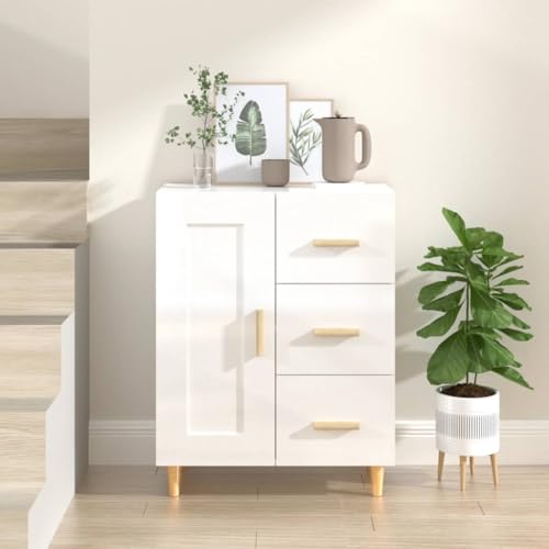 Qnhdfrt Sideboard Hochglanz Weiß Beistellschrank Kommode 69,5x34x90 cm Holzwerkstoff mit Stauraum für Wohnzimmer Küche Flur von Qnhdfrt