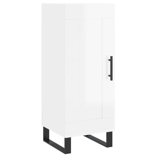 Qnhdfrt Sideboard Hochglanz-Weiß Holzwerkstoff 34,5x34x90 cm Modern mit Metallfüßen für Wohnzimmer Küche Flur von Qnhdfrt