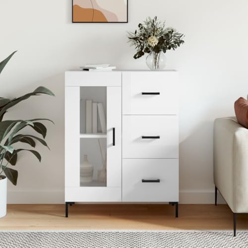 Qnhdfrt Sideboard Hochglanz Weiß Holzwerkstoff Schrank 69,5x34x90 cm mit Stauraum und Metallfüßen für Wohnzimmer Flur Esszimmer Qnhdfrt Sideboard Hochglanz Weiß Holzwerkstoff Schrank 69,5x34x90 cm mit Stauraum und Metallfüßen für Wohnzimmer Flur Esszimmer von Qnhdfrt
