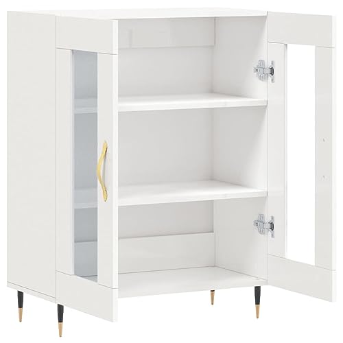 Qnhdfrt Sideboard Hochglanz-Weiß mit Glas-Türen 69,5x34x90 cm für Wohnzimmer Küche Flur – Holzwerkstoff Metallfüße Viel Stauraum Klassisches Design Qnhdfrt Sideboard Hochglanz-Weiß mit Glas-Türen 69,5x34x90 cm für Wohnzimmer Küche Flur – Holzwerkstoff Metallfüße Viel Stauraum Klassisches Design von Qnhdfrt