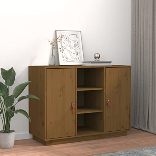 Qnhdfrt Sideboard Honigbraun 100x40x75 cm Massivholz Kiefer Stauraum Lagerschrank für Wohnzimmer Flur Küche von Qnhdfrt