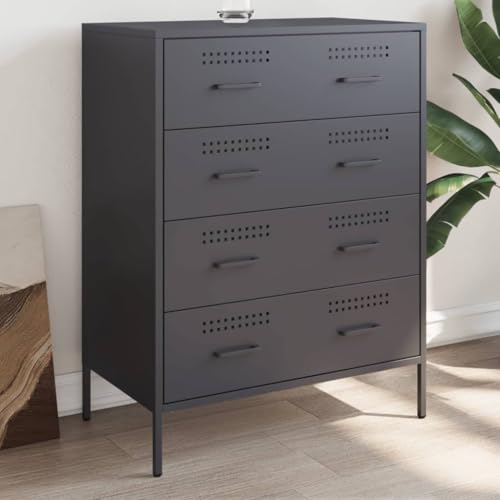 Qnhdfrt Sideboard Industrial Anthrazit aus Stahl 68x39x89 cm mit 4 Schubladen Robuster Aufbewahrungsschrank für Wohnzimmer und Schlafzimmer Qnhdfrt Sideboard Industrial Anthrazit aus Stahl 68x39x89 cm mit 4 Schubladen Robuster Aufbewahrungsschrank für Wohnzimmer und Schlafzimmer von Qnhdfrt