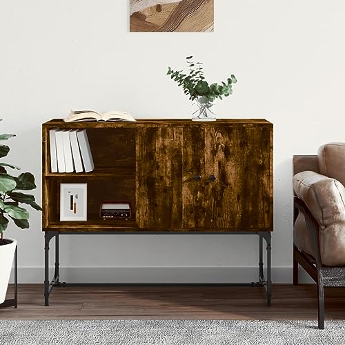 Qnhdfrt Sideboard Industrial Schrank Räuchereiche 100x40x79,5 cm Holzwerkstoff mit Metallfüßen und 4 Fächern für Wohnzimmer Küche Flur Qnhdfrt Sideboard Industrial Schrank Räuchereiche 100x40x79,5 cm Holzwerkstoff mit Metallfüßen und 4 Fächern für Wohnzimmer Küche Flur von Qnhdfrt
