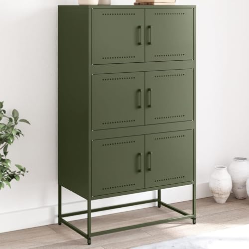 Qnhdfrt Sideboard Industrial Stahl Olivgrün 68,5x38,5x123,5 cm Schrank mit 6 Fächern für Wohnzimmer Schlafzimmer Flur Qnhdfrt Sideboard Industrial Stahl Olivgrün 68,5x38,5x123,5 cm Schrank mit 6 Fächern für Wohnzimmer Schlafzimmer Flur von Qnhdfrt